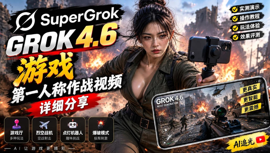Grok 4.6也能做游戏？第一人称作战视频实测｜玩法详细讲解-独家科技资源网