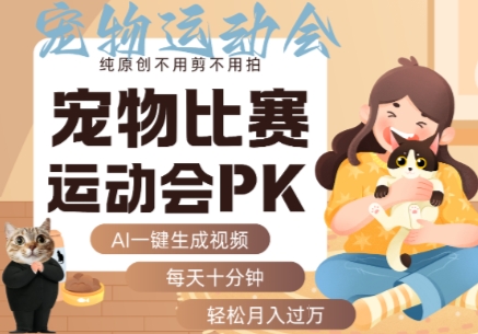 AI一键生成宠物比赛运动会PK视频，纯原创不用剪不用拍，每天十分钟，轻松月入过1W+-独家科技资源网