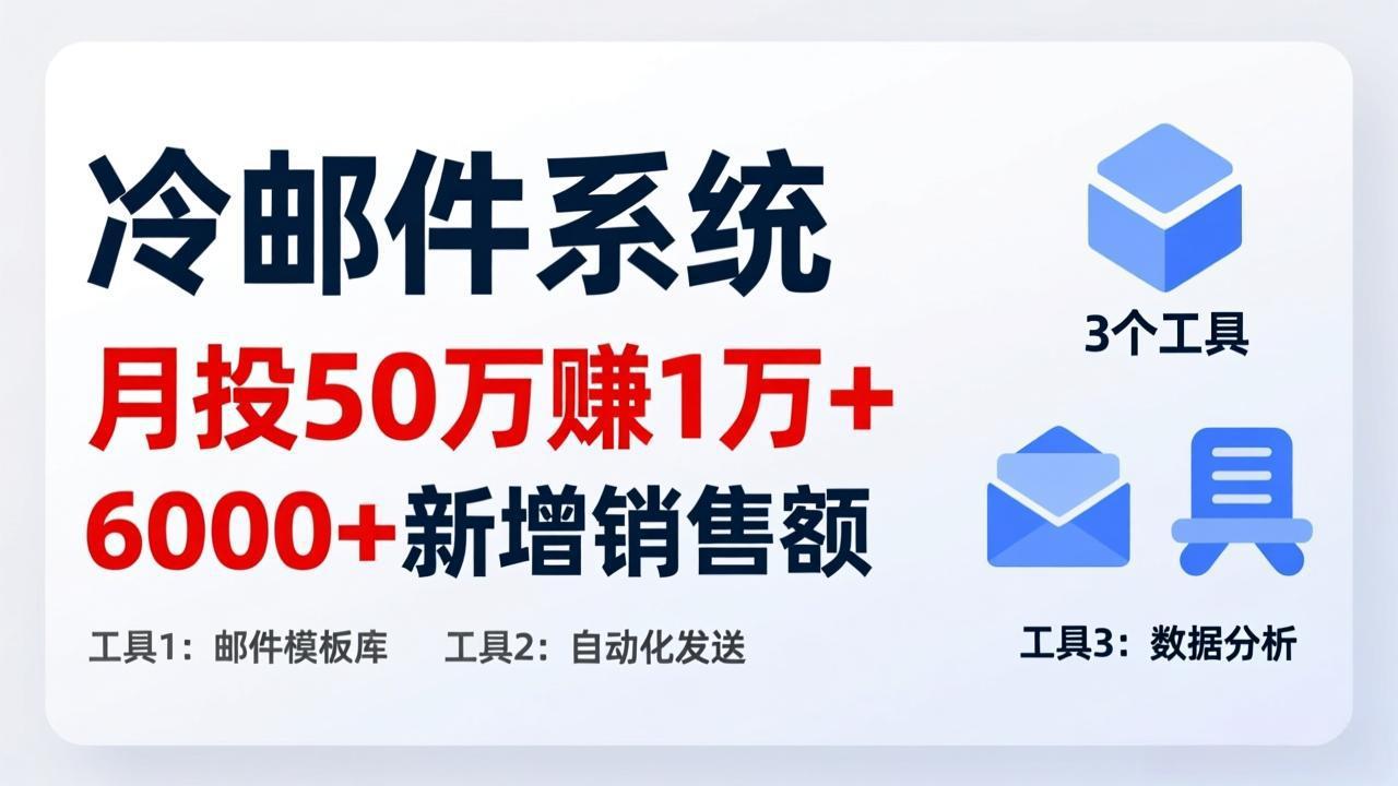 月投 50 刀赚 1 万 +！冷邮件系统：6000 + 新增销售额，靠 3 个工具轻松搞-独家科技资源网