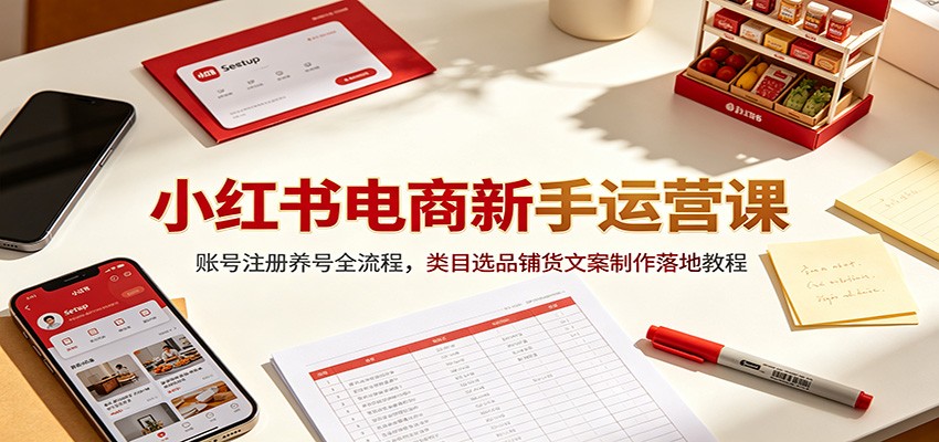 小红书电商新手运营课:账号注册养号全流程,类目选品铺货文案制作落地教程-独家科技资源网