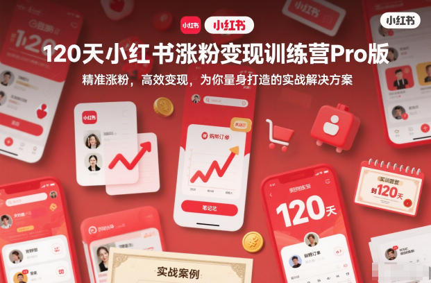 120天小红书涨粉变现训练营Pro版,精准涨粉,高效变现,为你量身打造的实战解决方案-独家科技资源网