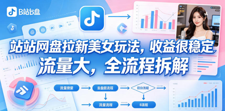B站网盘拉新美女玩法，收益很稳定，流量大，全流程拆解-独家科技资源网