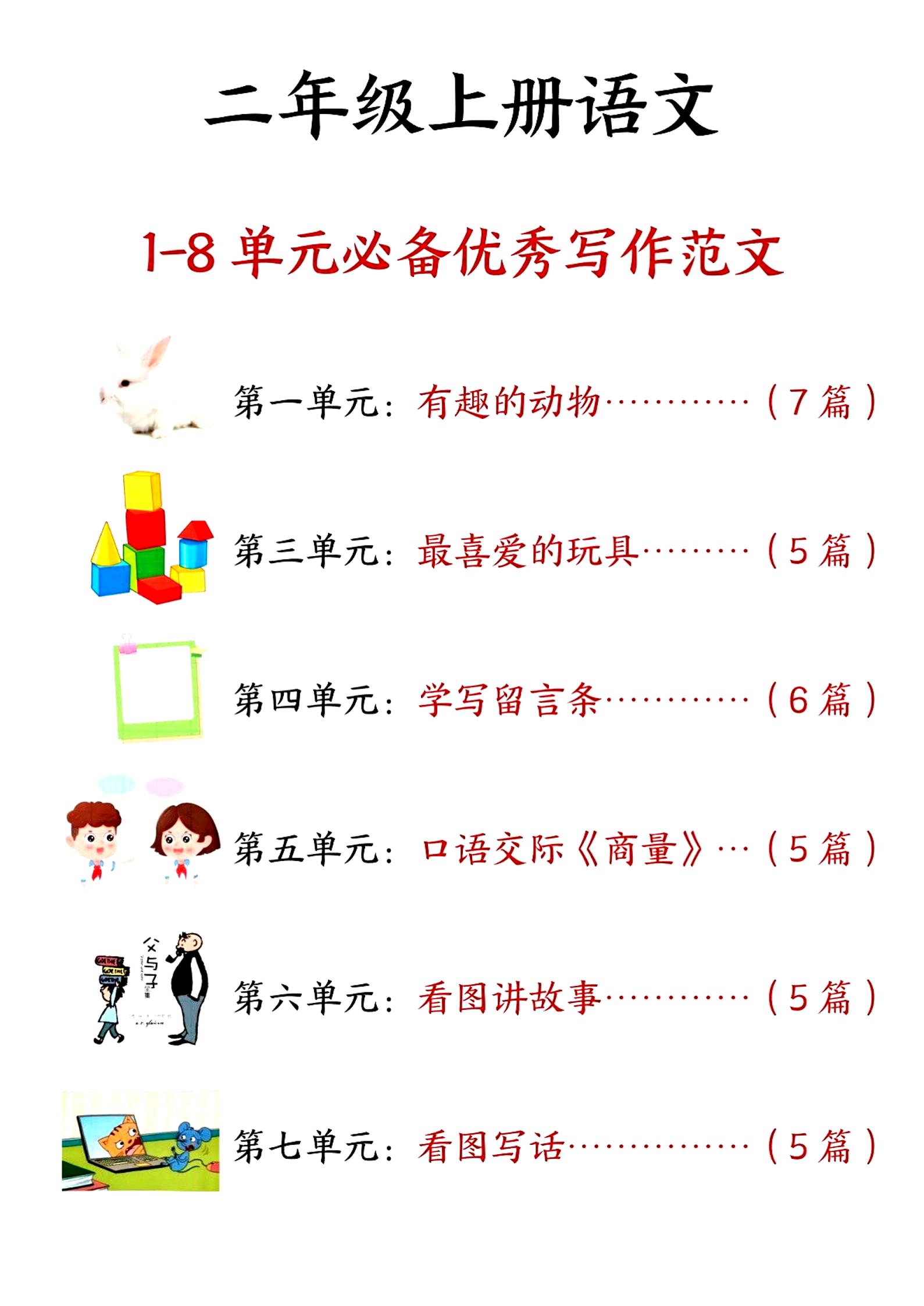 二上语文1-8单元必备优秀写作范文33篇（33页）-独家科技资源网