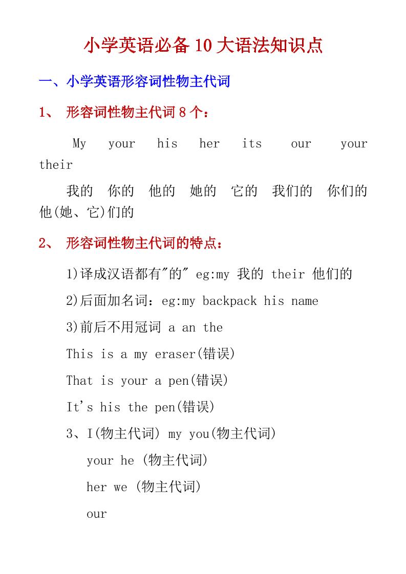 六年级下英语小学必备10大语法知识点-独家科技资源网