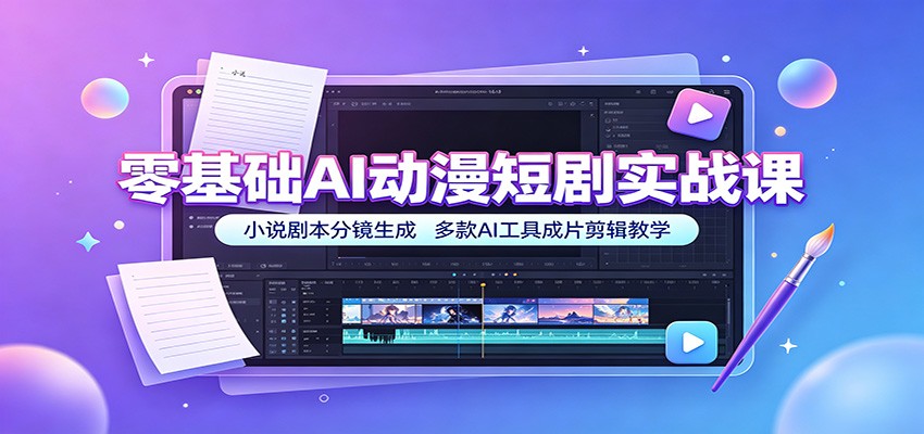 零基础AI动漫短剧实战课：小说剧本分镜生成，多款AI工具成片剪辑教学-独家科技资源网
