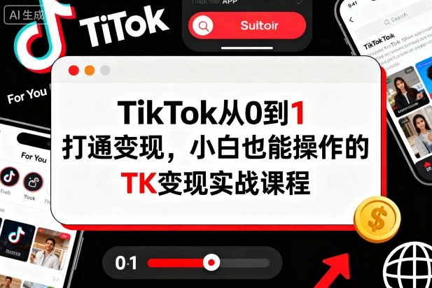 TikTok从0到1打通变现，小白也能操作的TK变现实战课程-独家科技资源网
