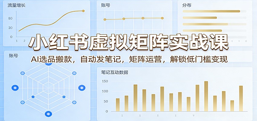 小红书虚拟矩阵实战课：AI选品搬款，自动发笔记，矩阵运营，解锁低门槛变现-独家科技资源网