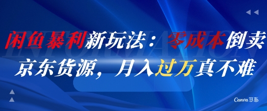 闲鱼暴利新玩法：零成本倒卖京东货源，月入过1W真不难-独家科技资源网