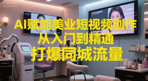 AI赋能美业短视频创作，从入门到精通，打爆同城流量，超级AI工具短视频实操落地-独家科技资源网