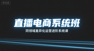 直播电商系统班，同领域差异化运营进阶系统课-独家科技资源网
