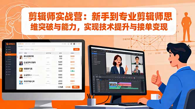 剪辑师实战营：新手到专业剪辑师思维突破与能力，实现技术提升与接单变现-独家科技资源网