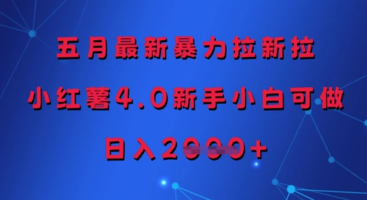 五月最新暴力拉新拉，小红薯4.0新手小白可做，日入多张-独家科技资源网