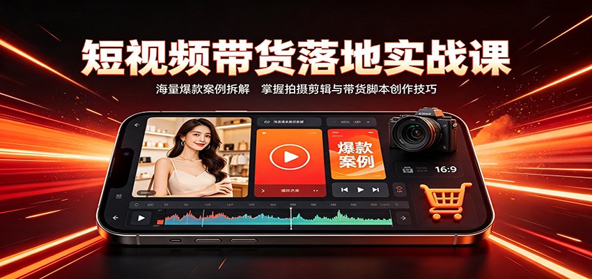 短视频带货落地实战课:海量爆款案例拆解,掌握拍摄剪辑与带货脚本创作技巧-独家科技资源网