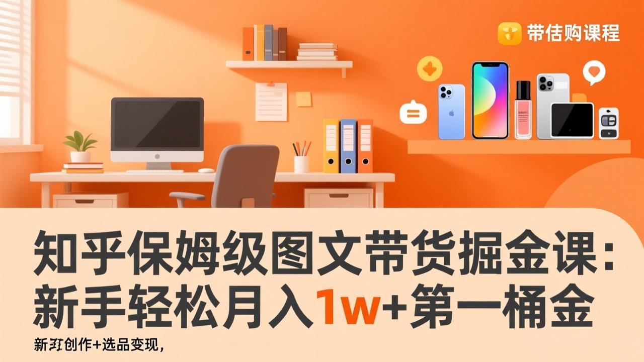知乎保姆级图文带货掘金课：账号打造+爆文创作+选品变现，新手轻松月入1w+第一桶金-独家科技资源网