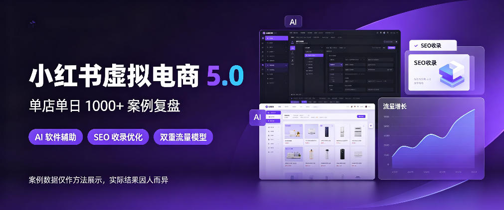 小红书虚拟电商5.0,单店单日1000+,AI软件+SEO收录,双重流量稳定出单【揭秘】-独家科技资源网