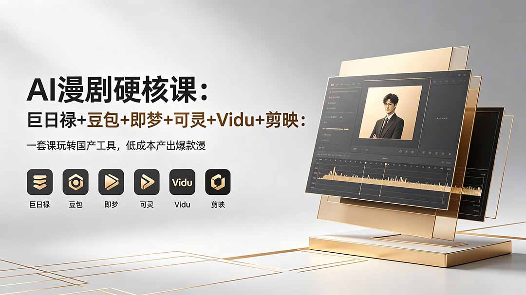 AI漫剧硬核课：巨日禄+豆包+即梦+可灵+Vidu+剪映：一套课玩转国产工具，低成本产出爆款漫剧-独家科技资源网