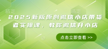 2025新版原创微信小店带货者实操课，教你微信开小店-独家科技资源网