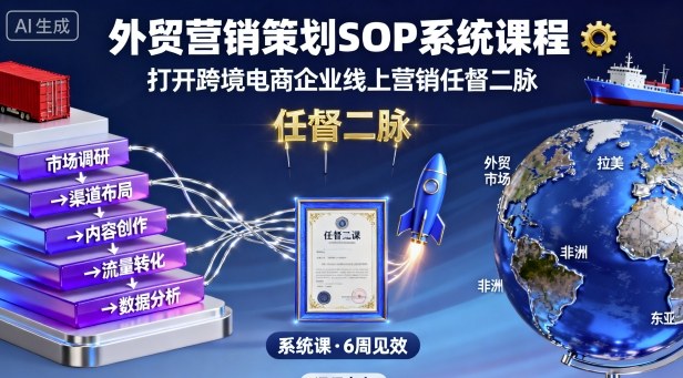 外贸营销策划SOP系统课程，打开跨境电商企业线上营销任督二脉-独家科技资源网