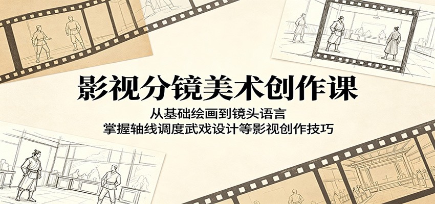 影视分镜美术创作课：从基础绘画到镜头语言，掌握轴线调度武戏设计等影视创作技巧-独家科技资源网