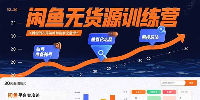 闲鱼无货源训练营：账号准备养号/垂直化选品/黑搜玩法，0基础30天盈利指南-独家科技资源网