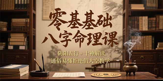 零基础八字命理课，阴阳五行+十神解读，通俗易懂拒绝假大空教学-独家科技资源网