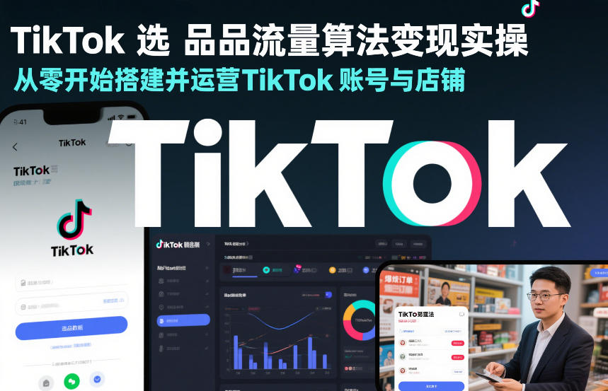 TikTok选品流量算法变现实操，从零开始搭建并运营TikTok账号与店铺-独家科技资源网