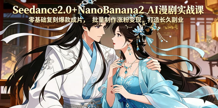 Seedance2.0+NanoBanana2 AI漫剧实战课,零基础复刻爆款成片涨粉变现,打造长久副业收益-独家科技资源网