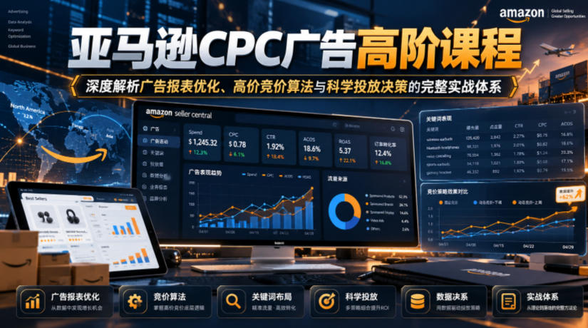 亚马逊CPC广告高阶课程，深度解析广告报表优化、高价竞价算法与科学投放决策的完整实战体系-独家科技资源网