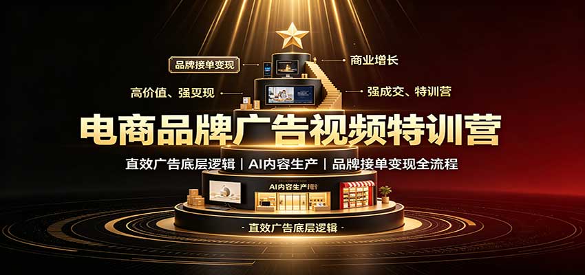 电商品牌广告视频特训：直效广告底层逻辑，AI内容生产，品牌接单变现全流程-独家科技资源网