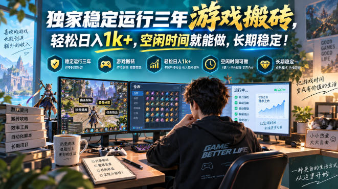 独家稳定运行三年游戏搬砖,轻松日入1k+,空闲时间就能做,长期稳定!【揭秘】-独家科技资源网