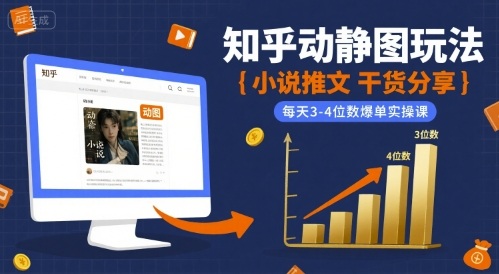 小说推文干货分享之知乎动静图玩法，每天3-4位数爆单实操课-独家科技资源网