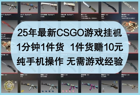 25年最新CSGO游戏挂G，1分钟1件货，1件货挣10元，纯手机操作，无需游戏经验【揭秘】-独家科技资源网