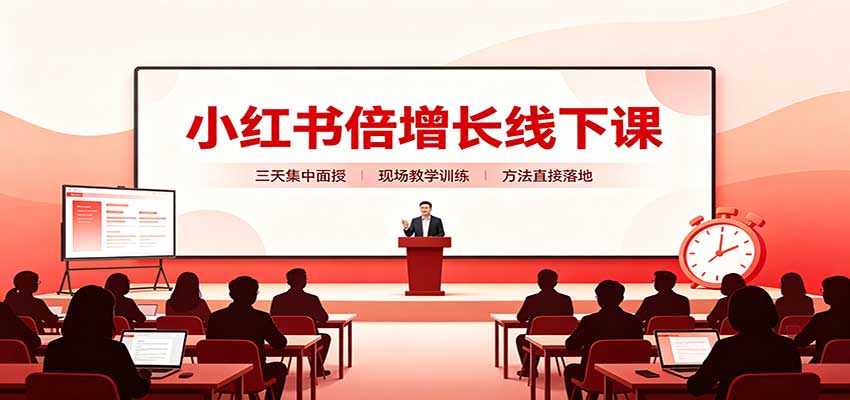 小红书倍增长线下课：三天集中面授，拆解选品、素材制作与起号全链路-独家科技资源网