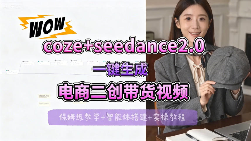 【Coze工作流搭建实操教程】seedance2.0+coze一键生成电商二创带货视频，全流程保姆级教学-独家科技资源网