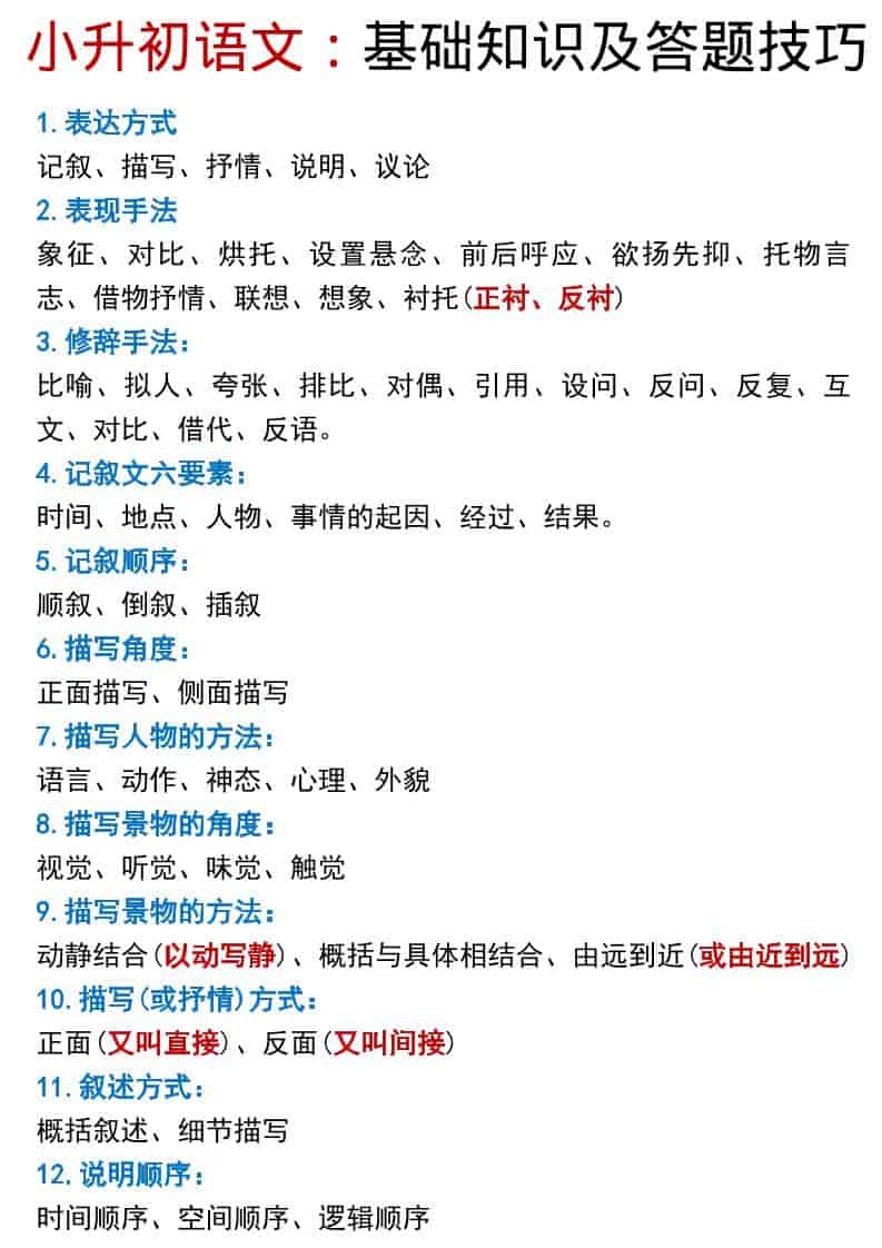 六年级下语文小升初基础知识及答题技巧pdf-独家科技资源网