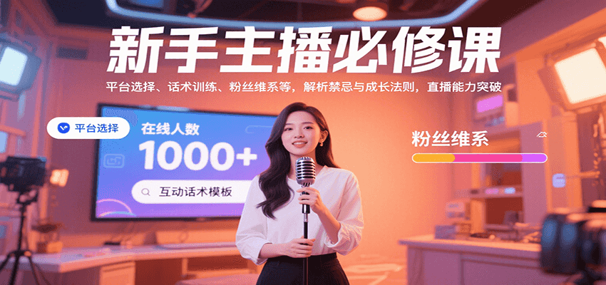 新手主播必修课：平台选择、话术训练、粉丝维系等，解析禁忌与成长法则，突破直播能力-独家科技资源网