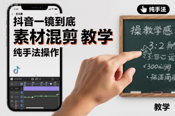 抖音一镜到底素材混剪教学,纯手法操作-独家科技资源网