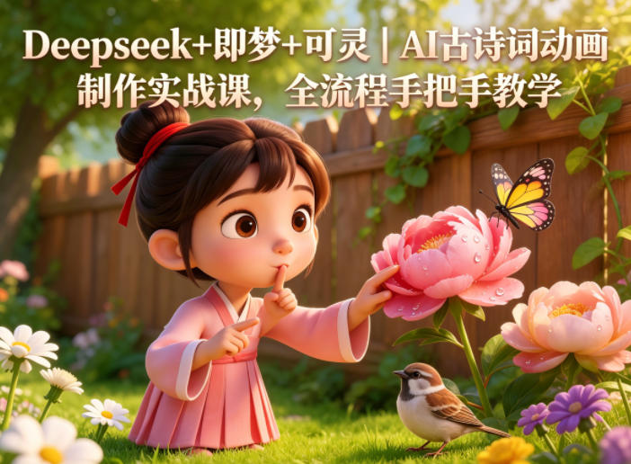 Deepseek+即梦+可灵|AI古诗词动画制作实战课,全流程手把手教学-独家科技资源网