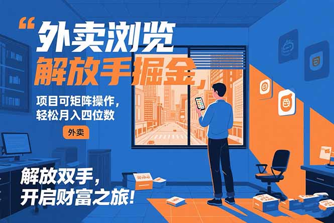 外卖浏览掘金项目 可矩阵操作 轻松日入500+-独家科技资源网
