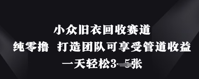 小众旧衣回收赛道，纯零撸 打造团队可享受管道收益，一天轻松3张-独家科技资源网