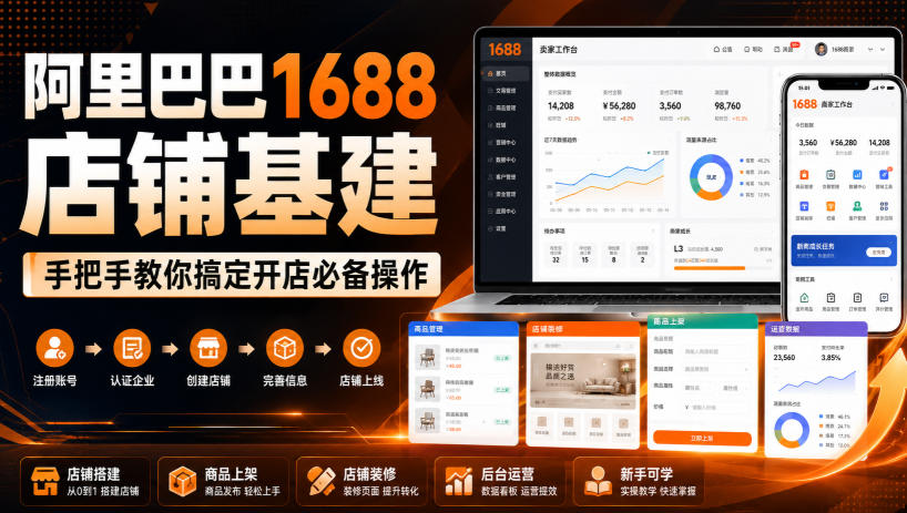 阿里巴巴1688店铺基建,手把手教你搞定开店必备操作(更新8月)-独家科技资源网
