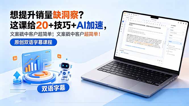 想提升销量缺洞察？这课给 20 + 技巧 + AI 加速，文案戳中客户超简单！【原创双语字幕】-独家科技资源网