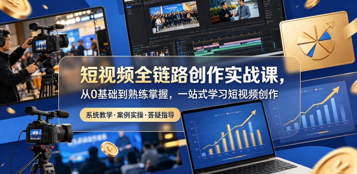 短视频全链路创作实战课,从0基础到熟练掌握,一站式学习短视频创作-独家科技资源网