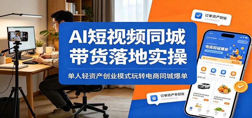 AI短视频同城带货落地实操：单人轻资产创业模式玩转电商同城爆单-独家科技资源网