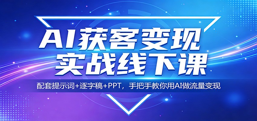 AI获客变现实战线下课：配套提示词+逐字稿+PPT，手把手教你用AI做流量变现-独家科技资源网