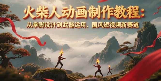 火柴人动画制作教程：从拳脚设计到武器运用，国风短视频新赛道-独家科技资源网