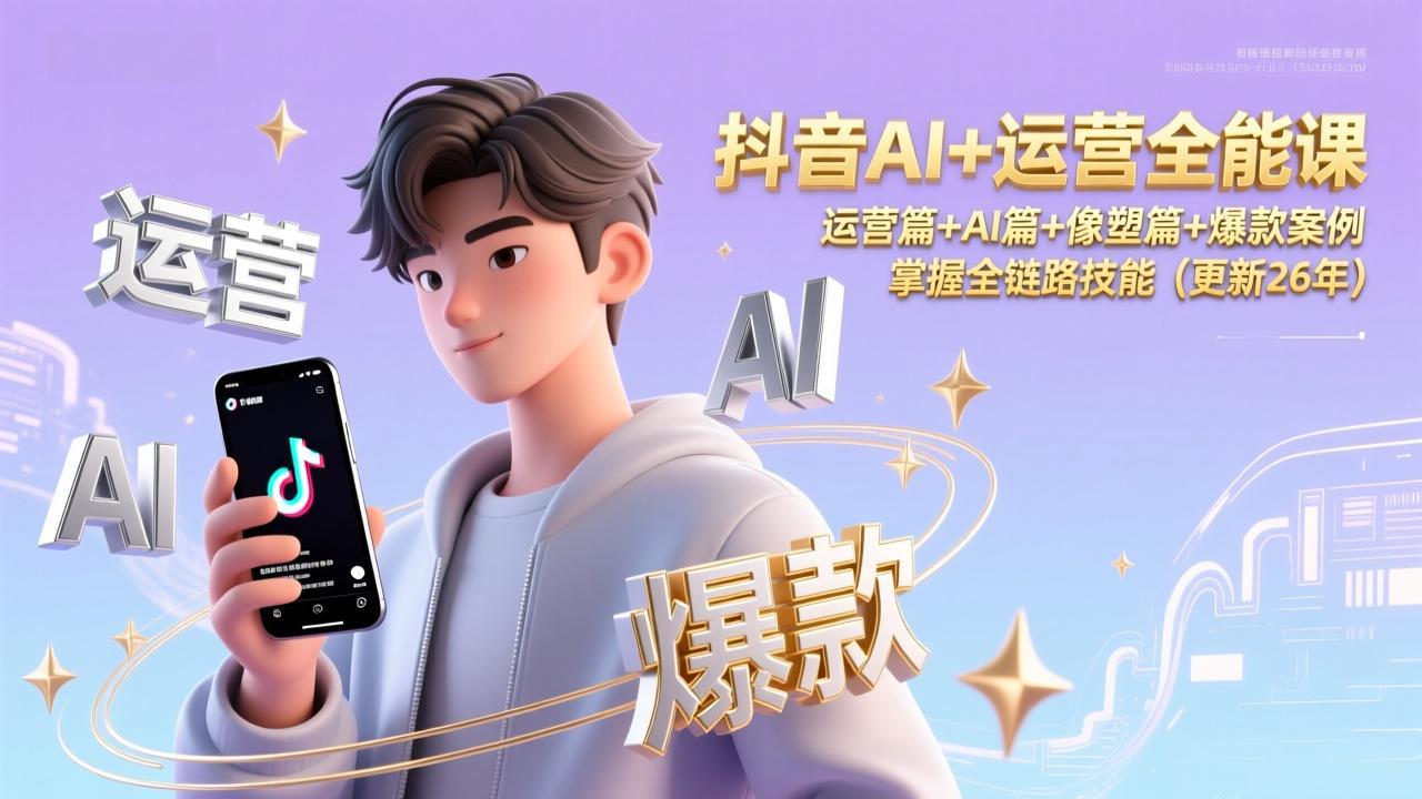 抖音AI+运营全能课，运营篇+AI篇+像塑篇+爆款案例，掌握全链路技能(更新26年-独家科技资源网