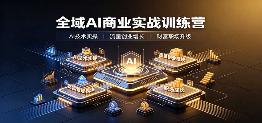 全域AI商业实战训练营：涵盖AI技术实操、流量创业、财富管理与职场成长全体系内容-独家科技资源网