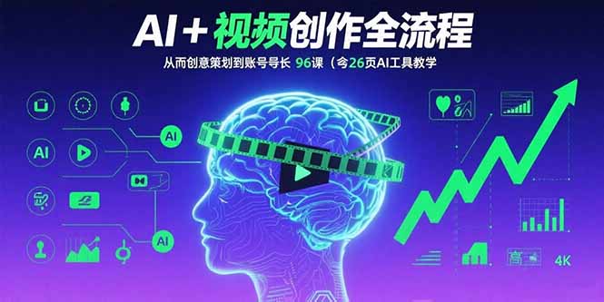 AI+短视频创作全流程：从创意策划到账号增长，96节课(含26项AI工具教学-独家科技资源网