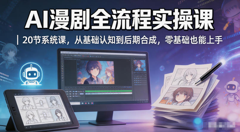 AI漫剧全流程实操课｜20节系统课，从基础认知到后期合成，零基础也能上手-独家科技资源网